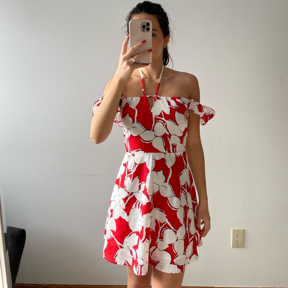 J.O.A. red floral mini dress